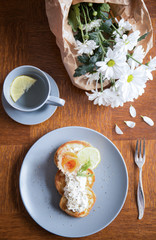 Delicious lunch in elegant restaurant