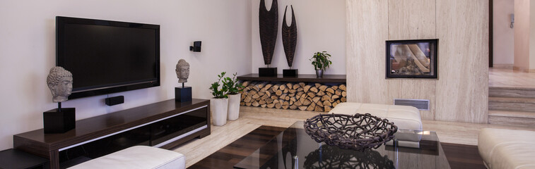 Stylish fireplace in modern design