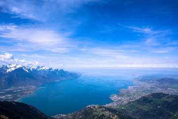 Fototapeta na wymiar Lake Geneva From Rocher-de-Naye