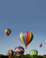 Fototapeta premium Hot-air balloons ascending or launching at a ballooning festival