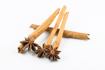 Star anise and cinnamon on white background - 89021808