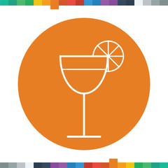 Flat cocktail icon with an orange in a circle.