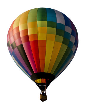 Colorful hot air balloon isolated against white