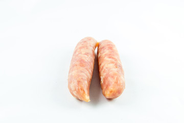 Chinese sausage on white background