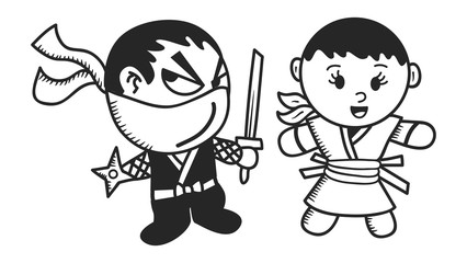 male and female ninja cartoon