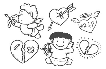 Set of valentine elements