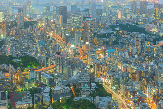 Tokyo, Japan cityscape and highways