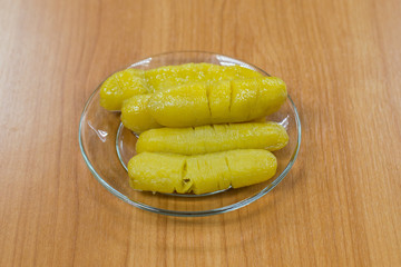 banana serve with syrup