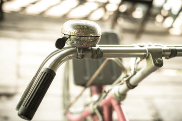 Soft focus on Handbell of old bike.
Old bike parking in home