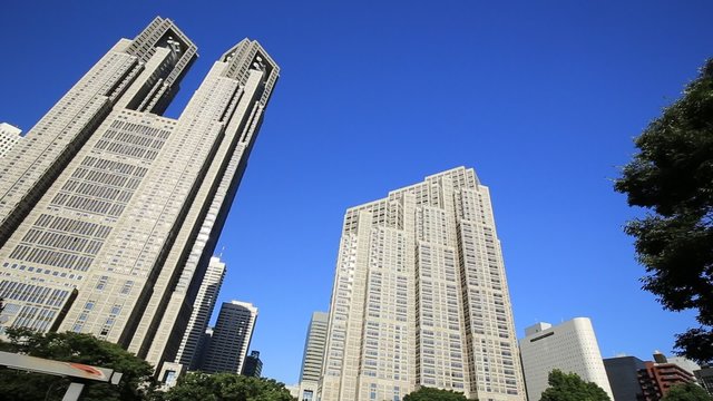 東京都庁ビルと青空　左パン