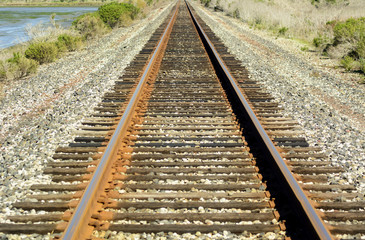 Fototapeta na wymiar Railway track in north America