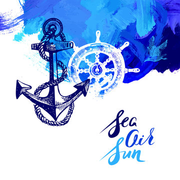 Travel marine background. Sea and ocean nautical design