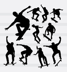 Skateboarder male and female sport silhouettes
