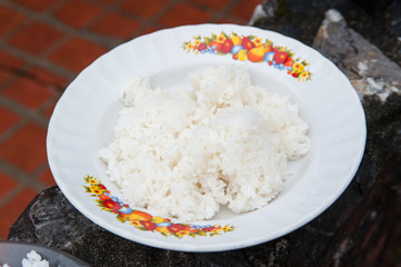 White rice. Selective focus