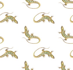 Lizard. Watercolor seamless pattern. Art background 1