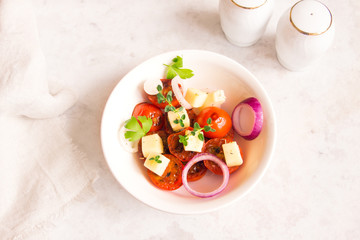 roasted tomatoes, cheese salad