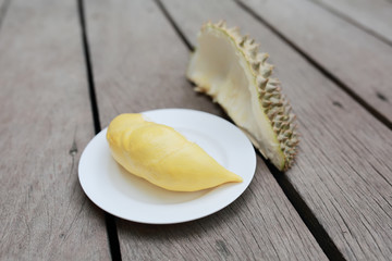 King of fruits, durian on white plate