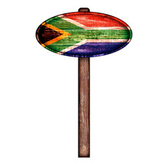 South African flag on a wooden sign