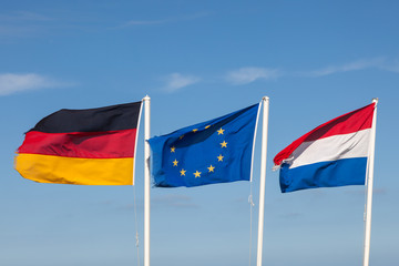 Flags of Germany, Netherlands and the EU