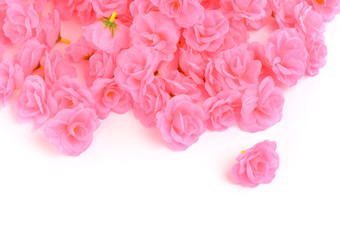 pink rose artificial flower on white background