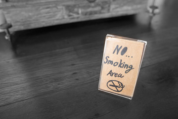 No Smoking Sign hand paint in coffee shop,Vintage tone