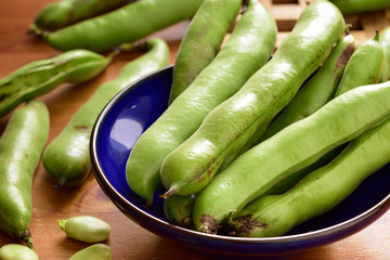 Broad beans fava beans in bowl.