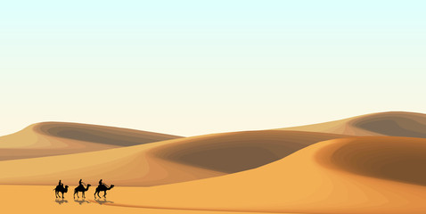 Fototapeta na wymiar Camel Rider in deserts