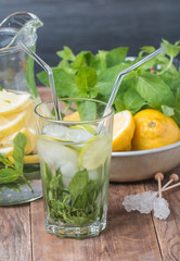 Lemonade with fresh lemon and mint