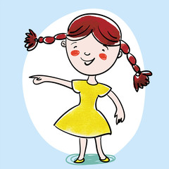 Watercolor Doodly Girl.