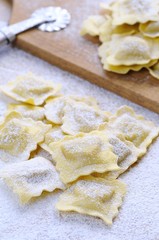 Preparing fresh ravioli..
