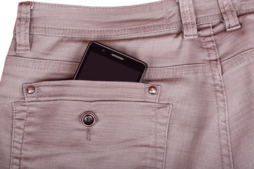 Cellphone in trousers back pocket