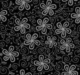 Beautiful vector seamless pattern with figured flowers