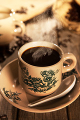 Traditional style Nanyang coffee in vintage mug