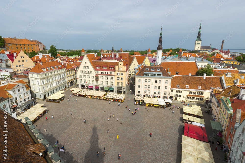 Wall mural Architecture on the City Hall square of Tallinn, Estonia.