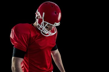 American football player focusing