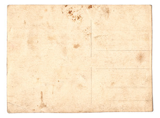 Blank old vintage postcard isolated