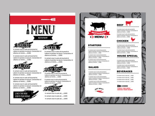 Cafe menu restaurant brochure. Food design template.