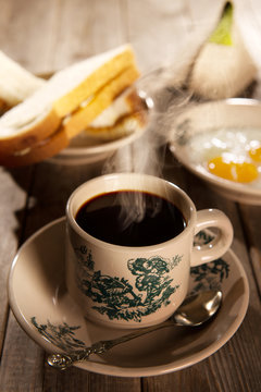 Traditional Malaysian Hainan Coffee And Breakfast