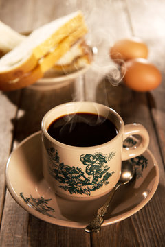 Traditional oriental Chinese coffee and breakfast