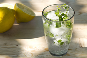 glass of mojito with ice