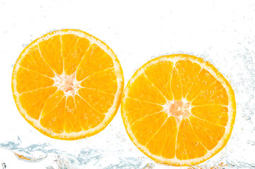 fresh orange with bubbles