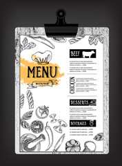 Naklejka na ściany i meble Cafe menu restaurant brochure. Food design template.