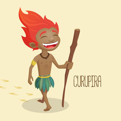 Curupira, guardian of forests - legend of the brazilian folklore - obrazy, fototapety, plakaty