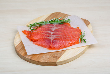 Sliced salmon