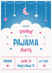 Pajama Sleepover Kids' Party Invitation Card Template - 89038487