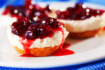 Mini cheese cakes with cranberries