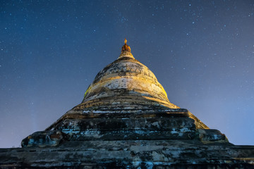 star above ancient pagoda