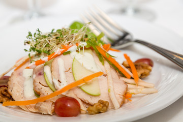 Sliced Apples and Roast Chicken