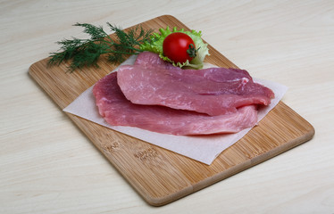 Raw pork schnitzel