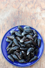 Steamed fresh mussels with wine and parsley.